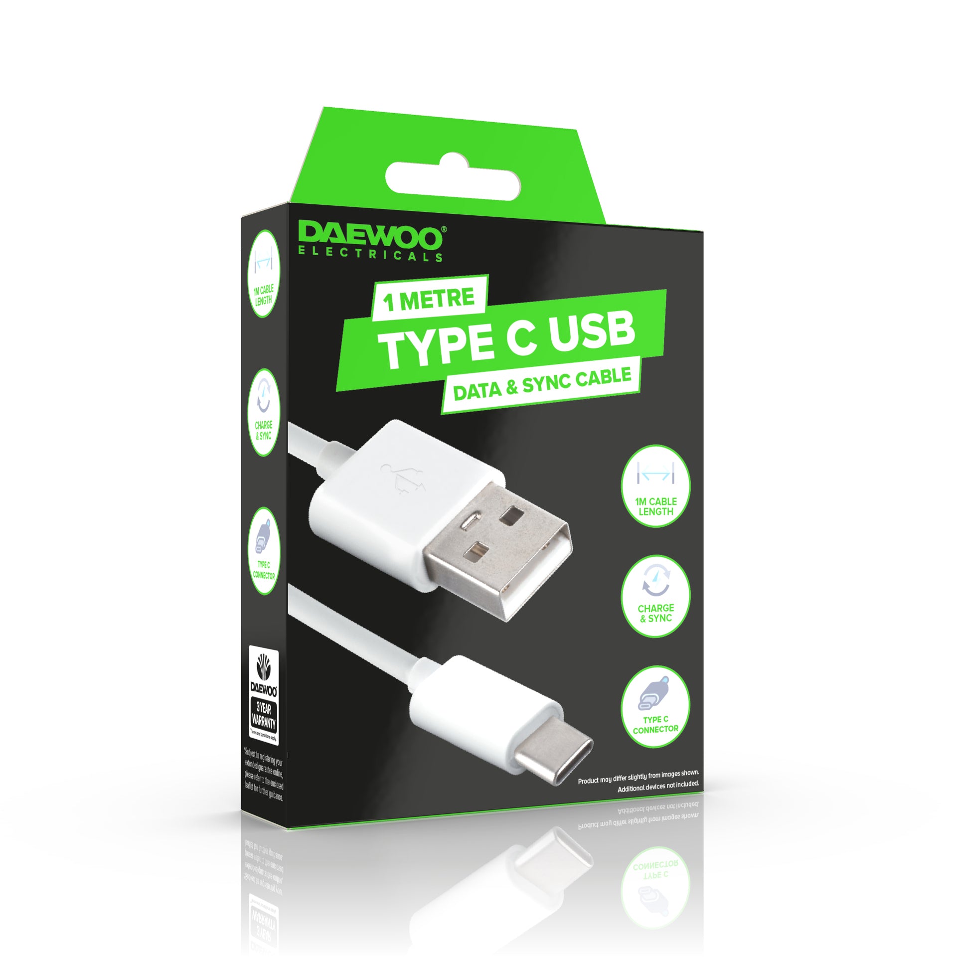 1 Metre USB to USB C Charge Cable