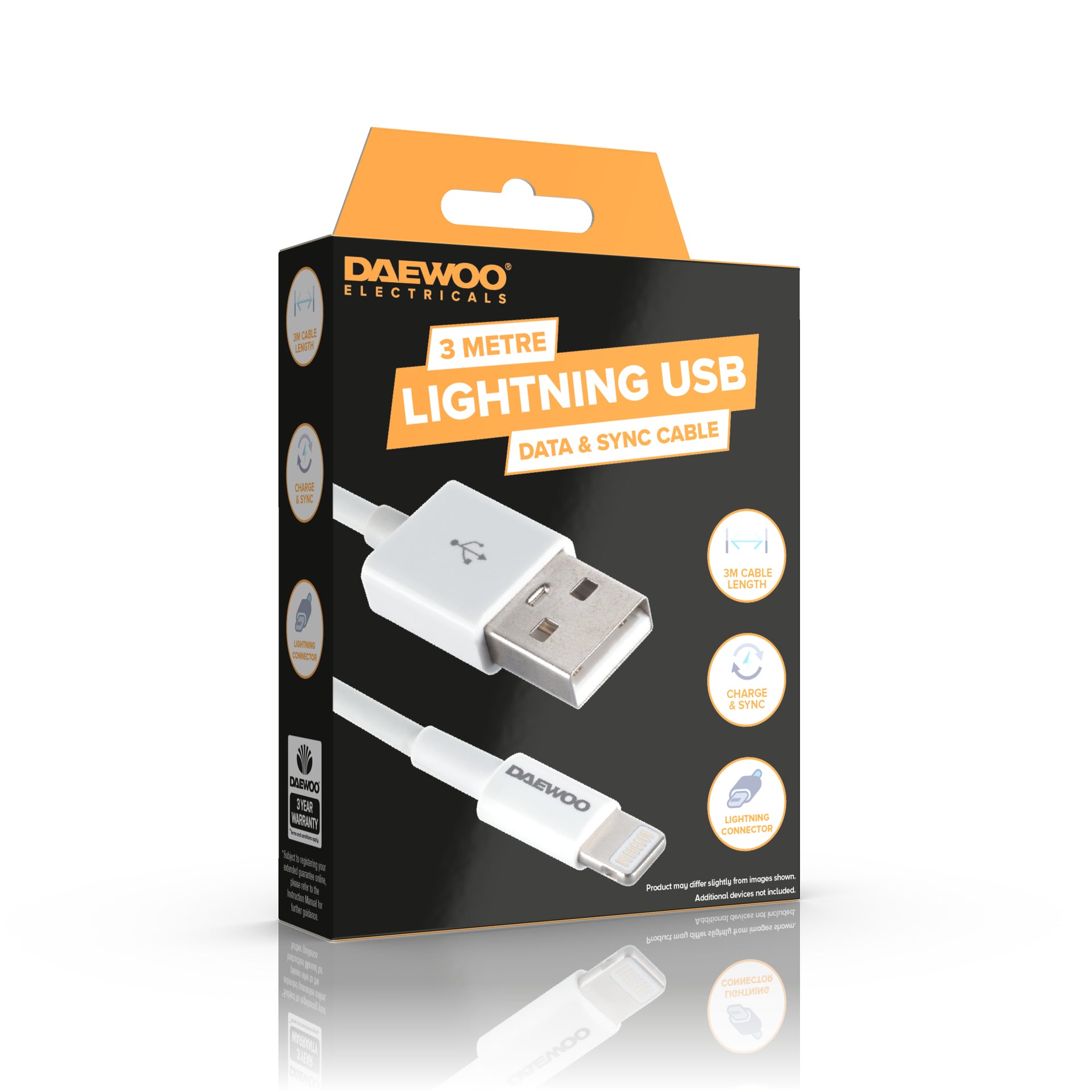 3 Metre USB To 8 Pin Lightning Charge Cable