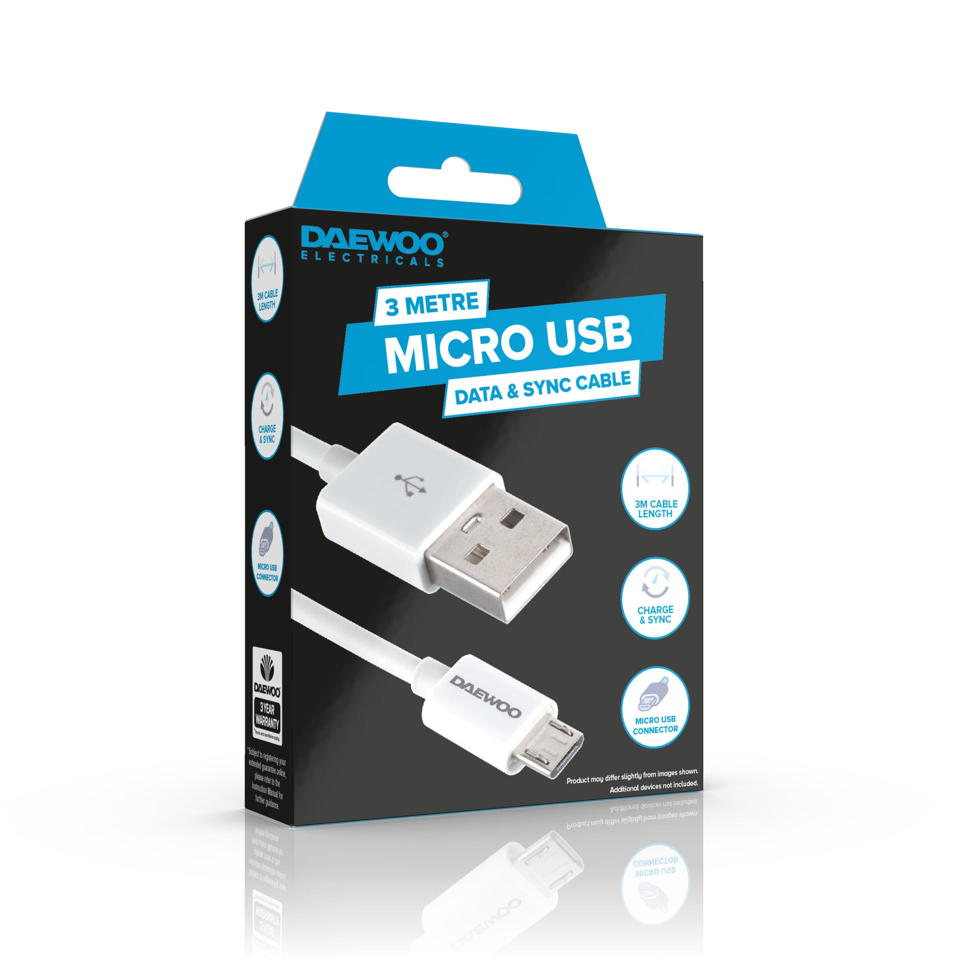 3 Metre USB To Micro USB Charge Cable