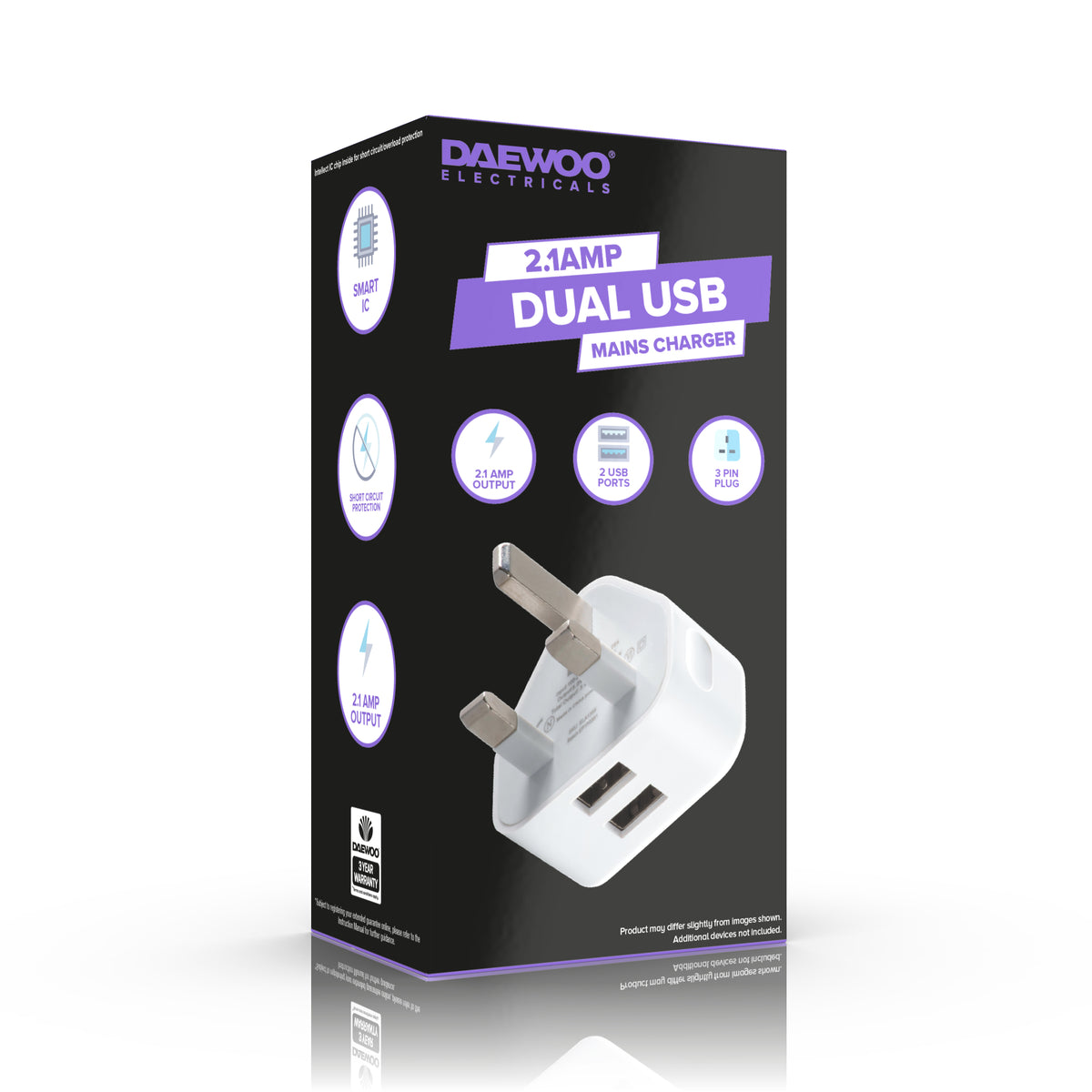 2.1A Dual USB Wall Charger Plug Socket Adaptor