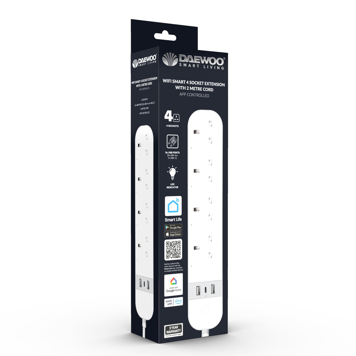 WiFi Smart 4 Socket Extension Lead 2m