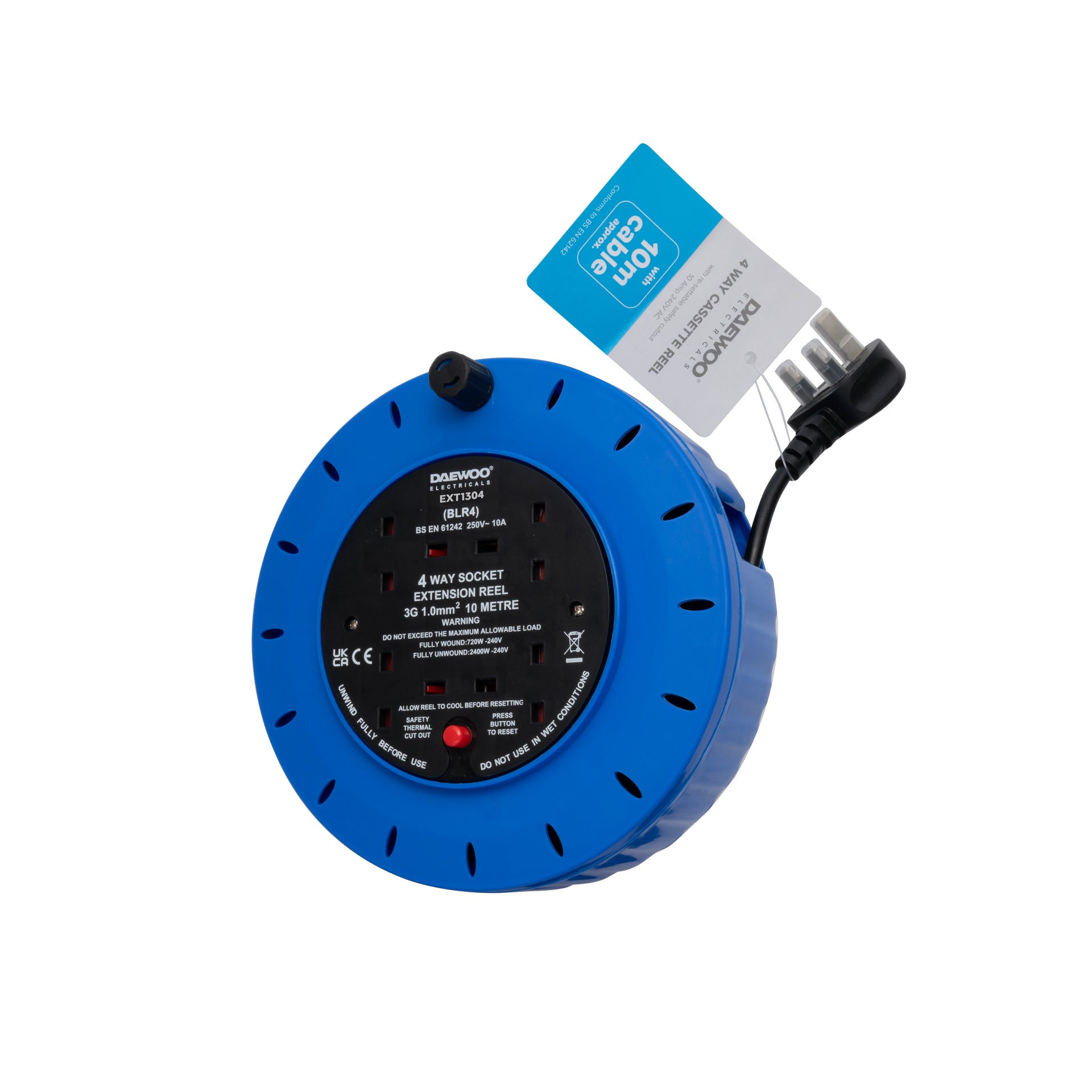 4 Way 10m Cassette Extension Reel
