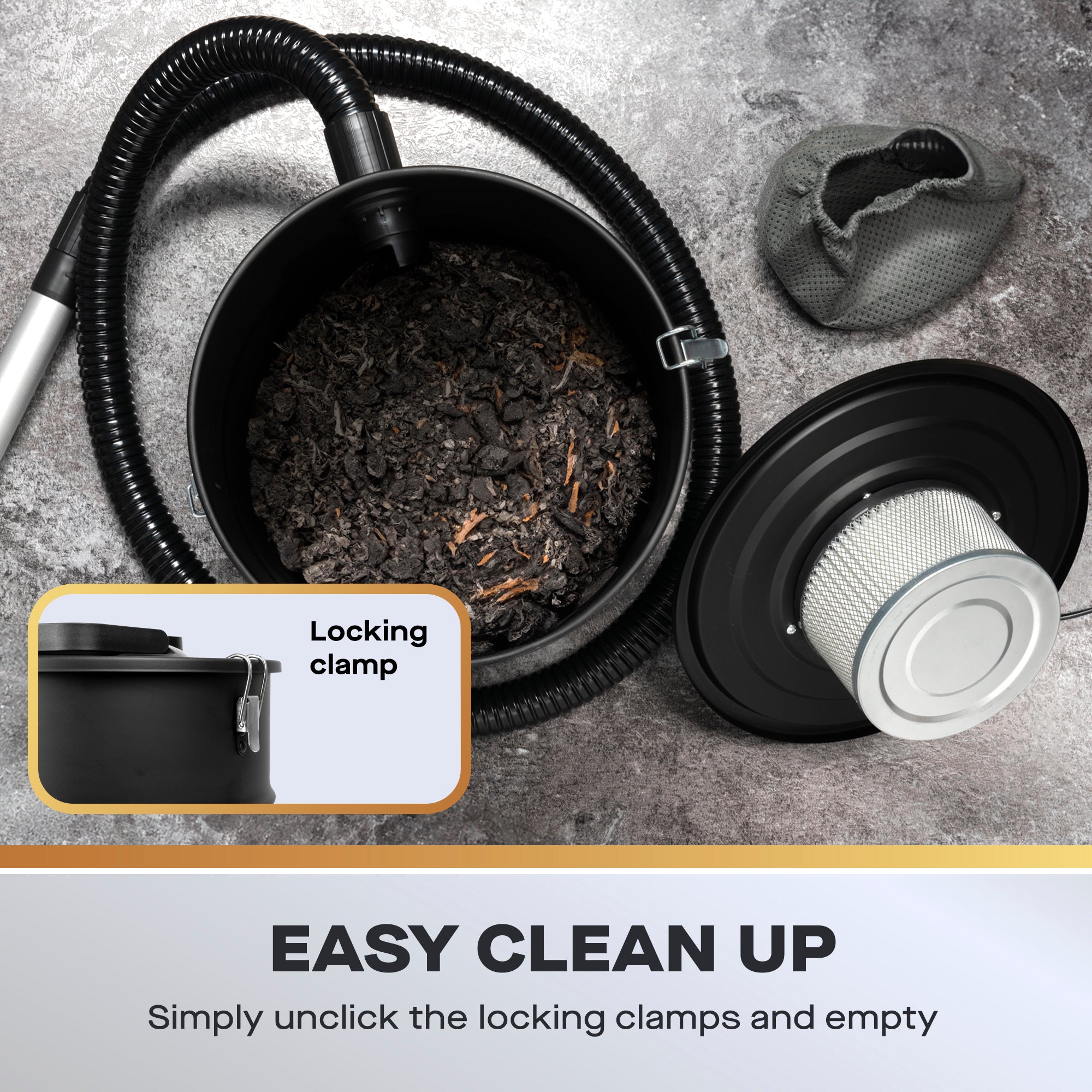 Daewoo 20L Fireplace Ash Vacuum Cleaner with HEPA Filter