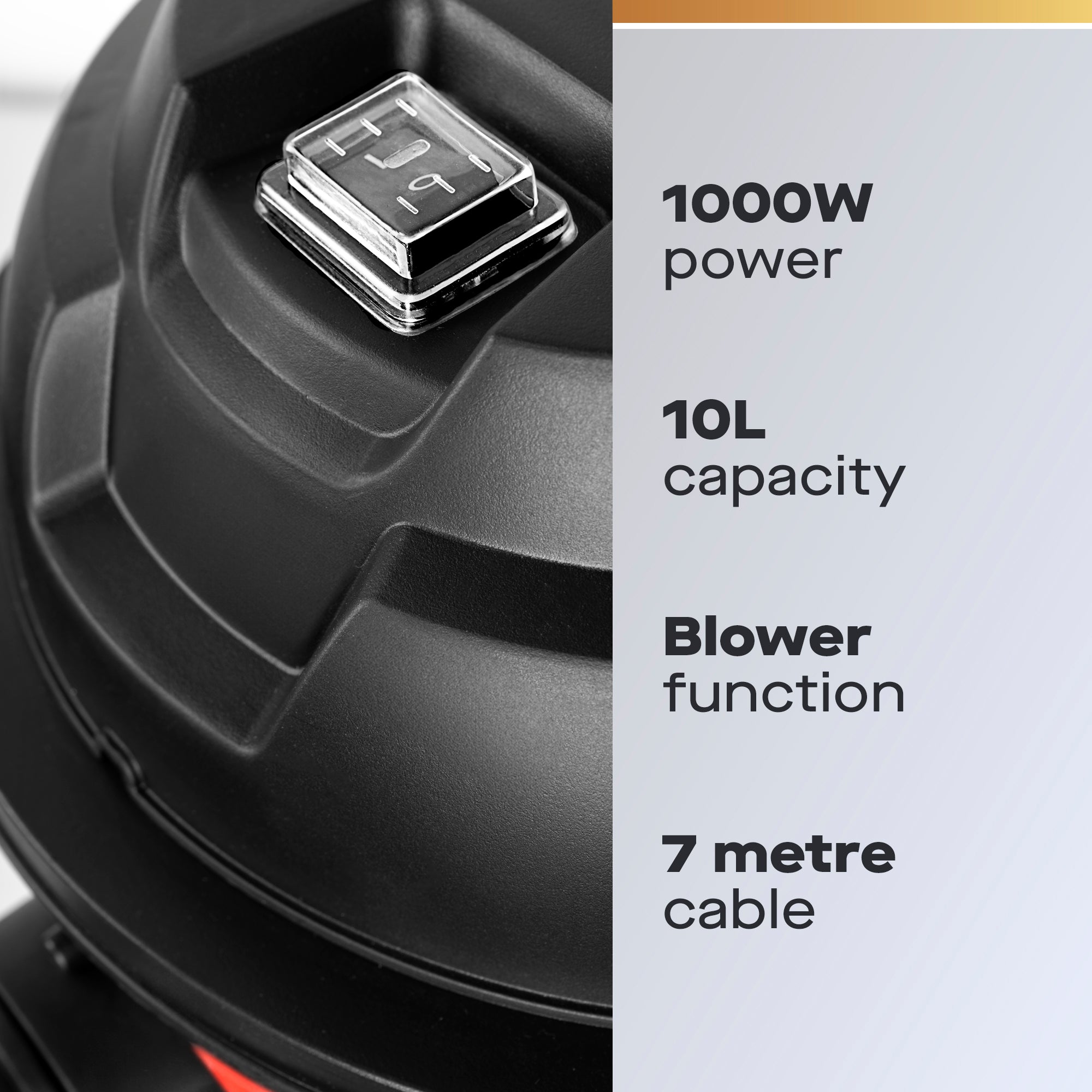 Daewoo 10L Red Wet & Dry Cylinder Vacuum Cleaner, 1000W
