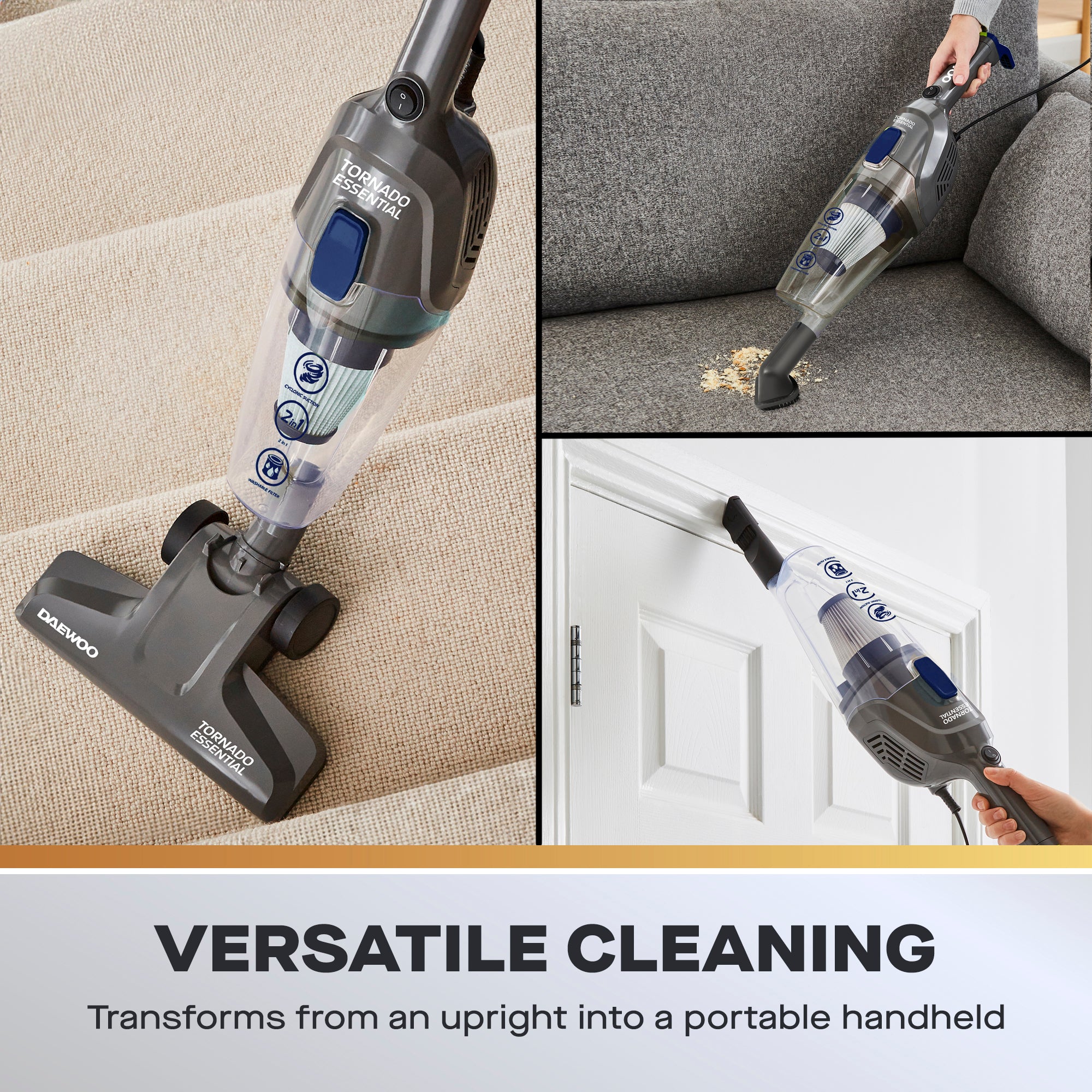 Daewoo Tornado Essential 600W 2-in-1 Corded Vacuum Cleaner