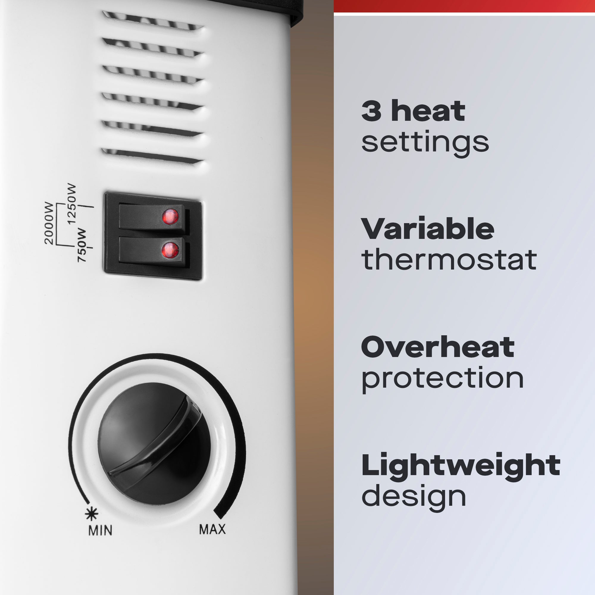 Daewoo 2kW Convector Heater with Thermostat | Daewoo Electricals