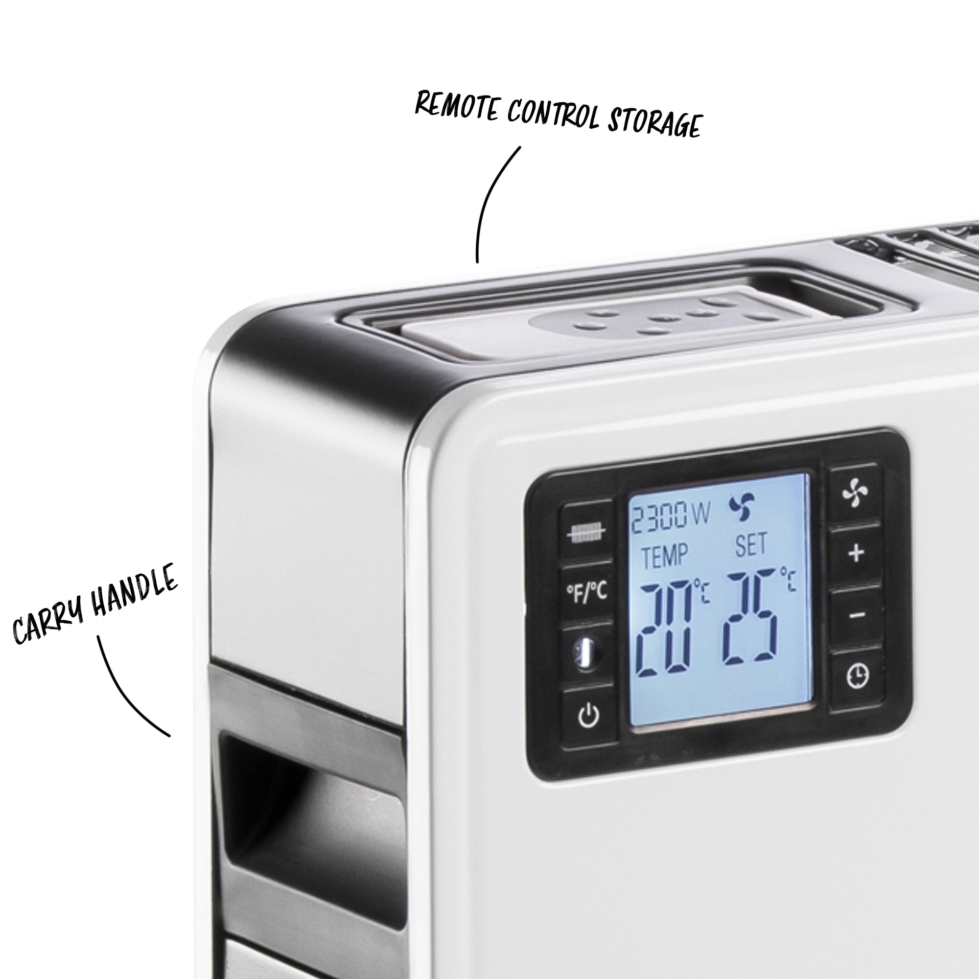 Daewoo 2300W White Convector Heater with LCD Display & Remote Control
