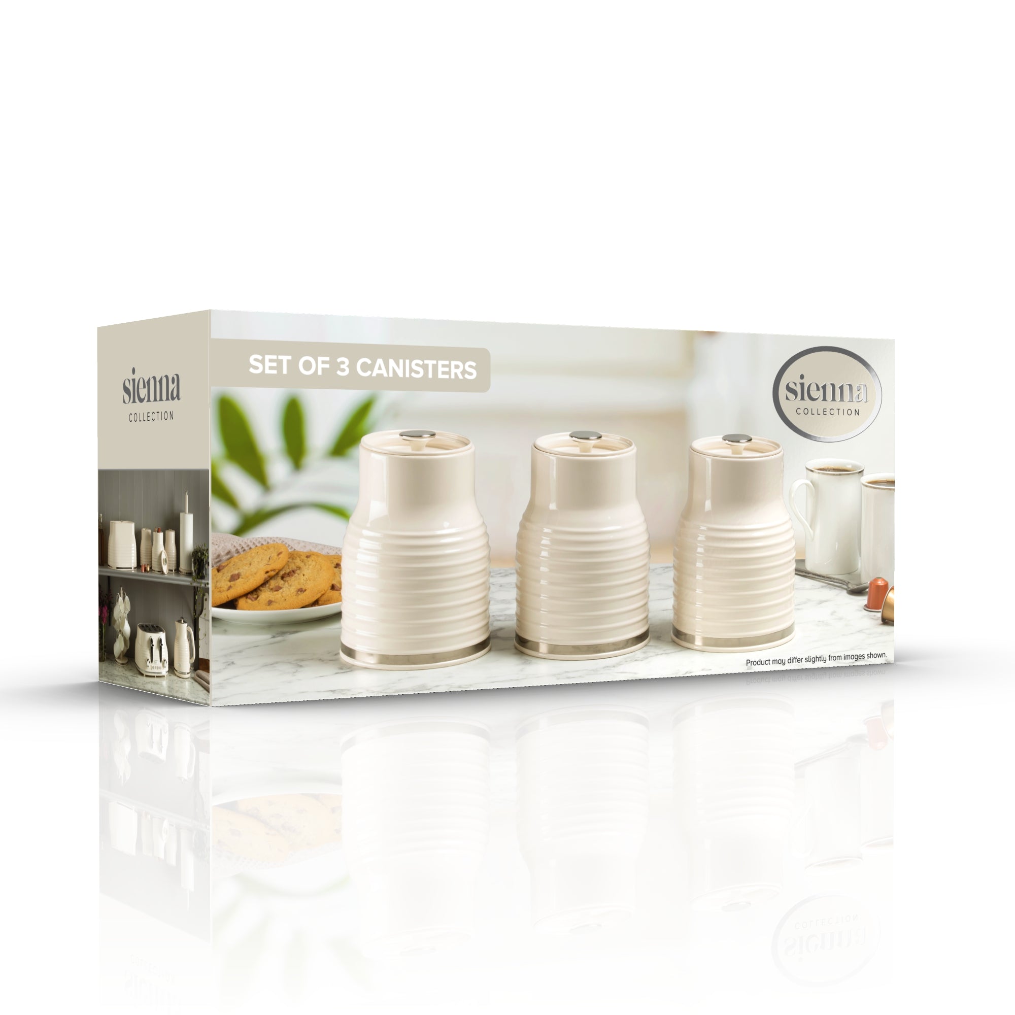 Daewoo Sienna Cream Set Of 3 Tea, Coffee, Sugar Canisters