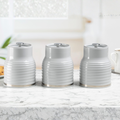 Daewoo Sienna Grey Set Of 3 Tea, Coffee, Sugar Canisters