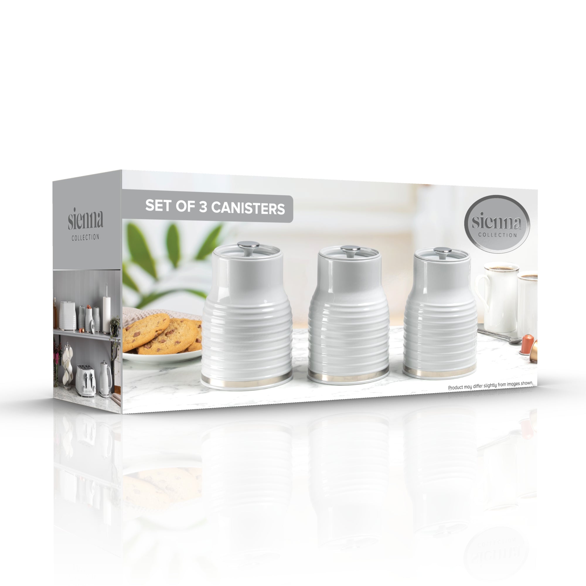 Daewoo Sienna Grey Set Of 3 Tea, Coffee, Sugar Canisters
