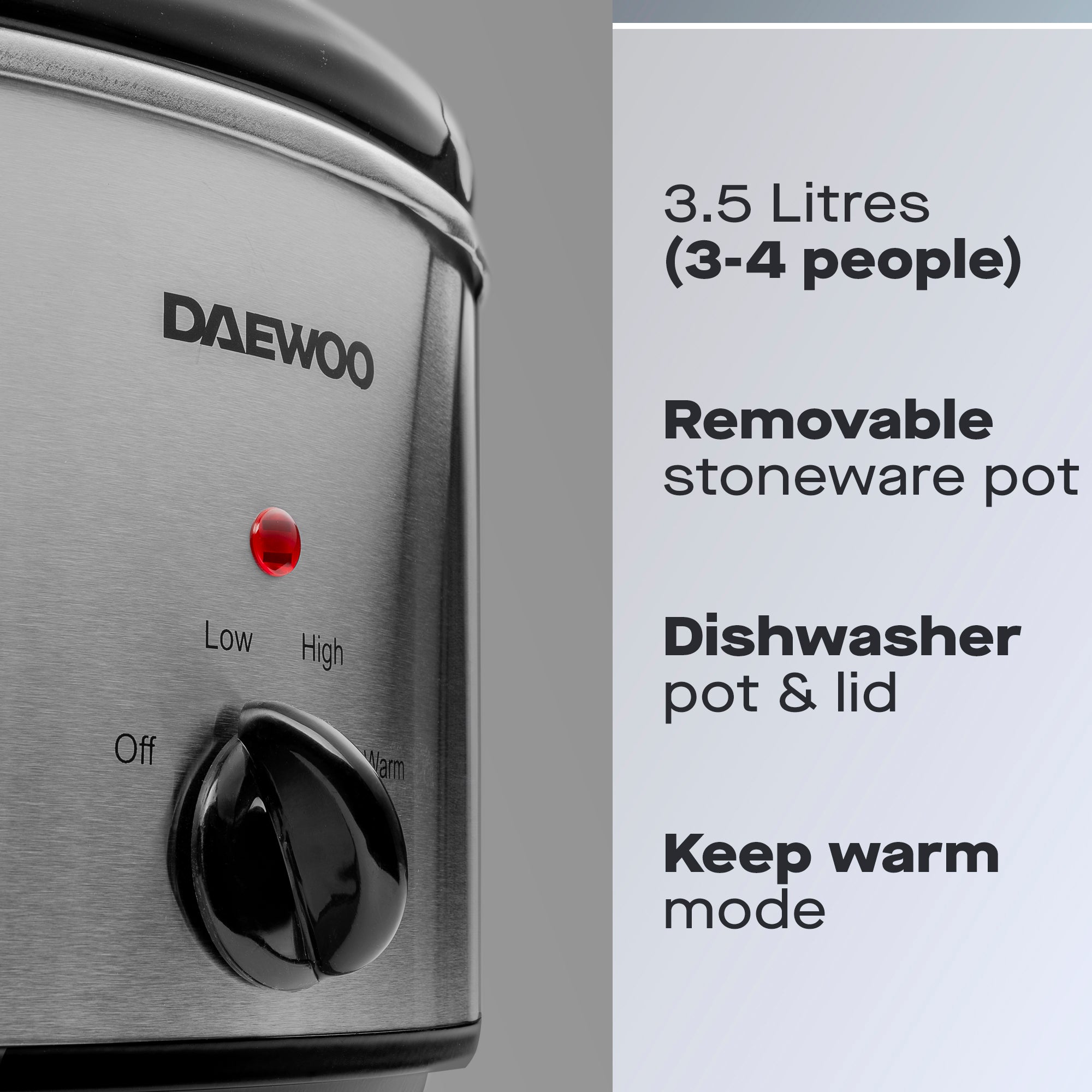 Daewoo 3.5L Slow Cooker, Stainless Steel
