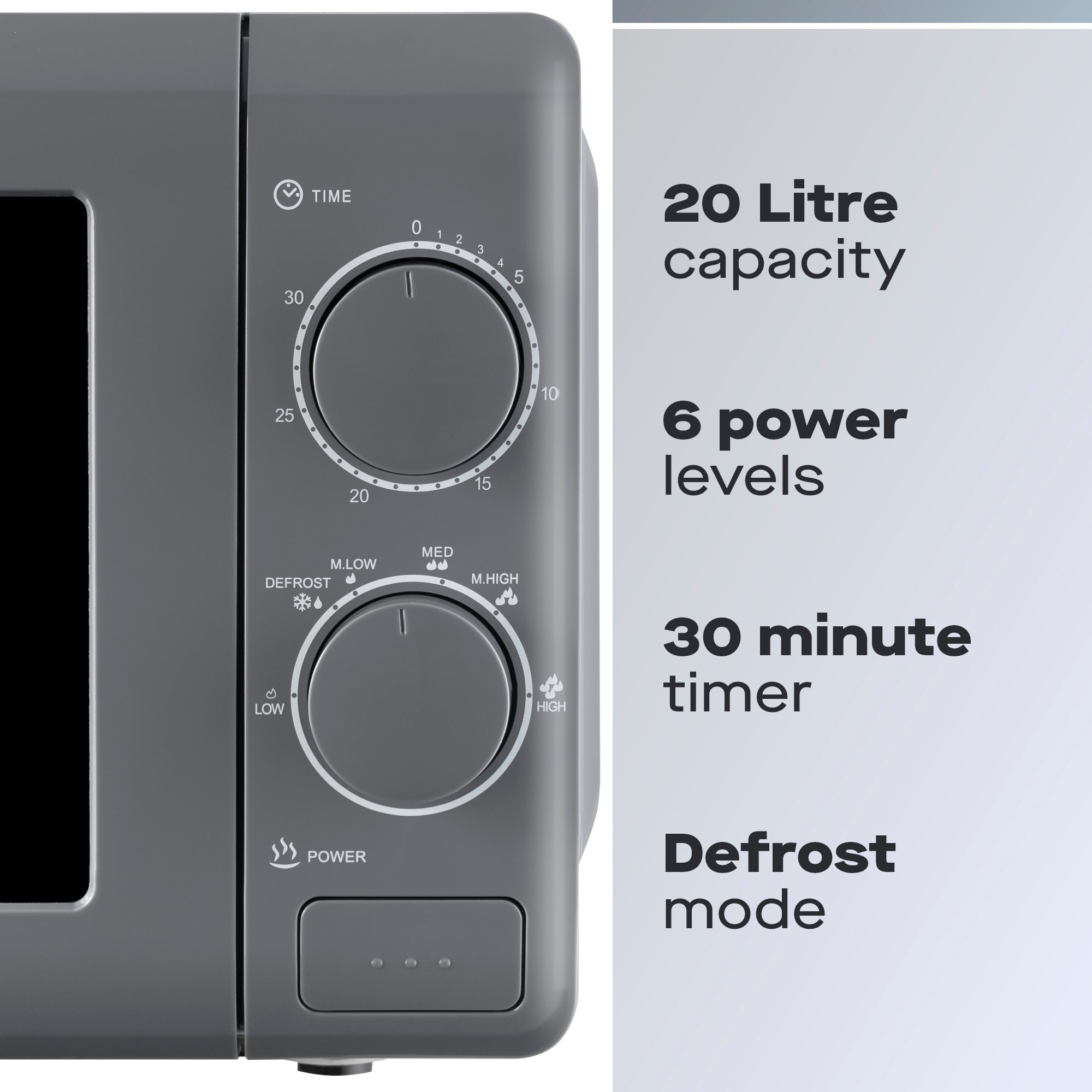 Daewoo 20L Grey Manual 800W Microwave