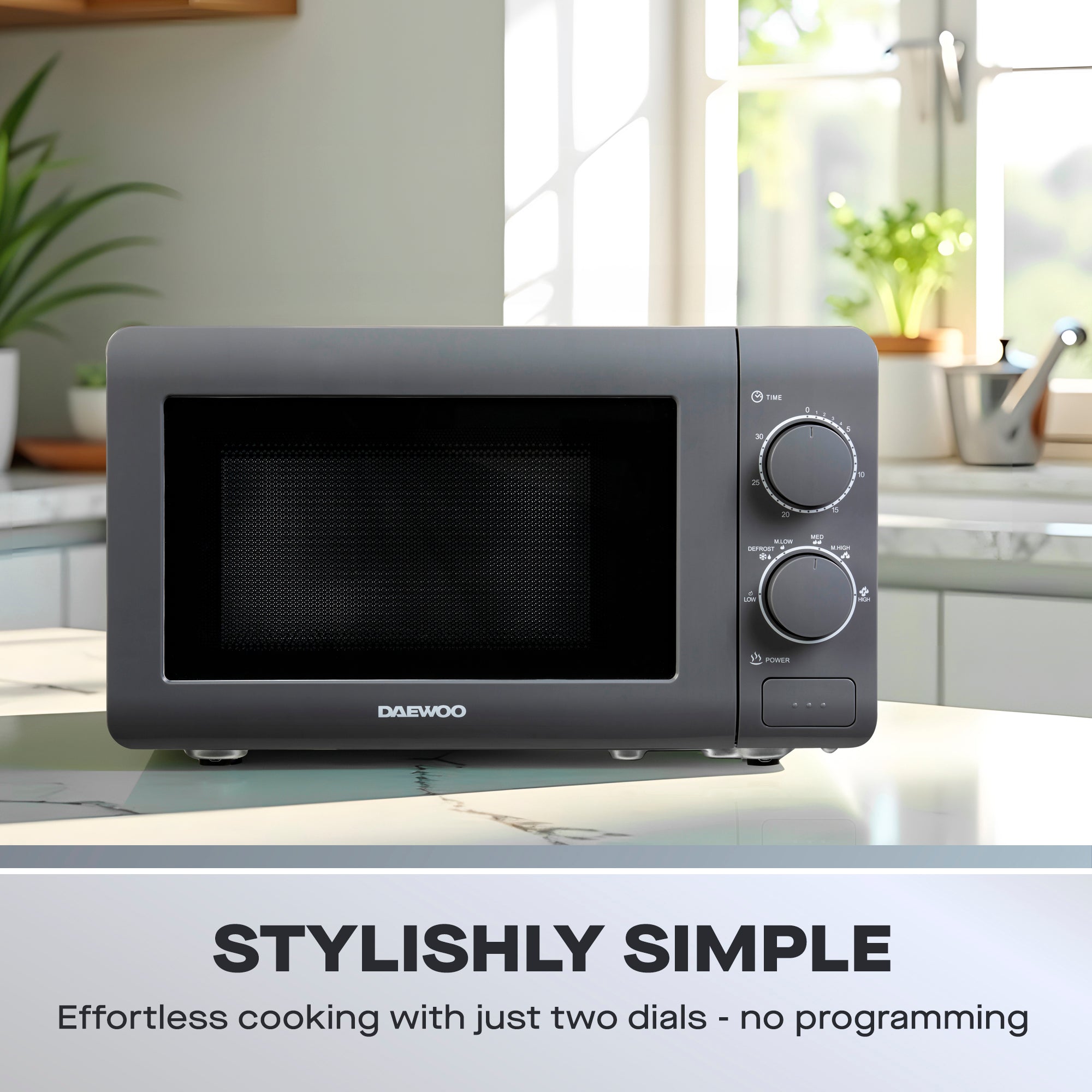 Daewoo 20L Grey Manual 800W Microwave