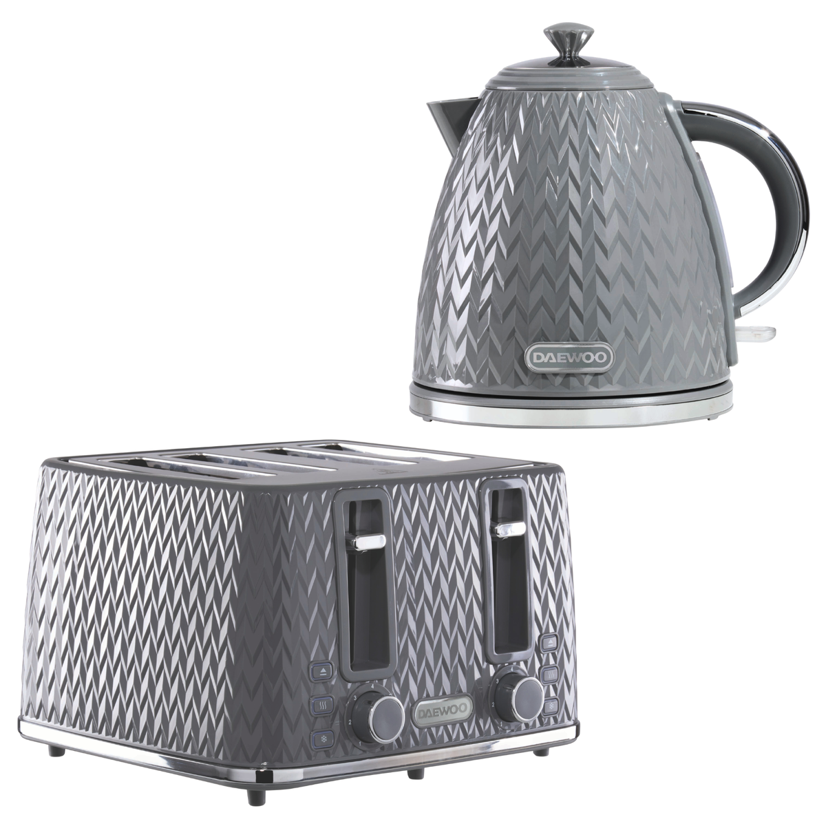 Dark Grey Argyle Kettle & 4 Slice Toaster Set