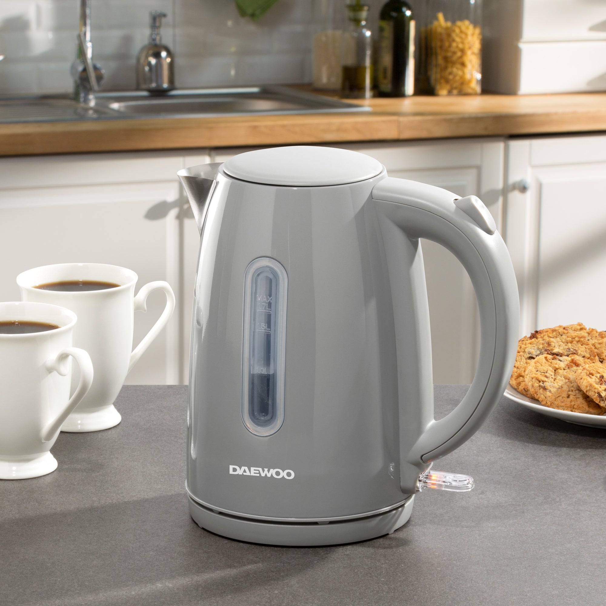 Daewoo Grey Kensington Jug Kettle & 2-Slice Toaster Set