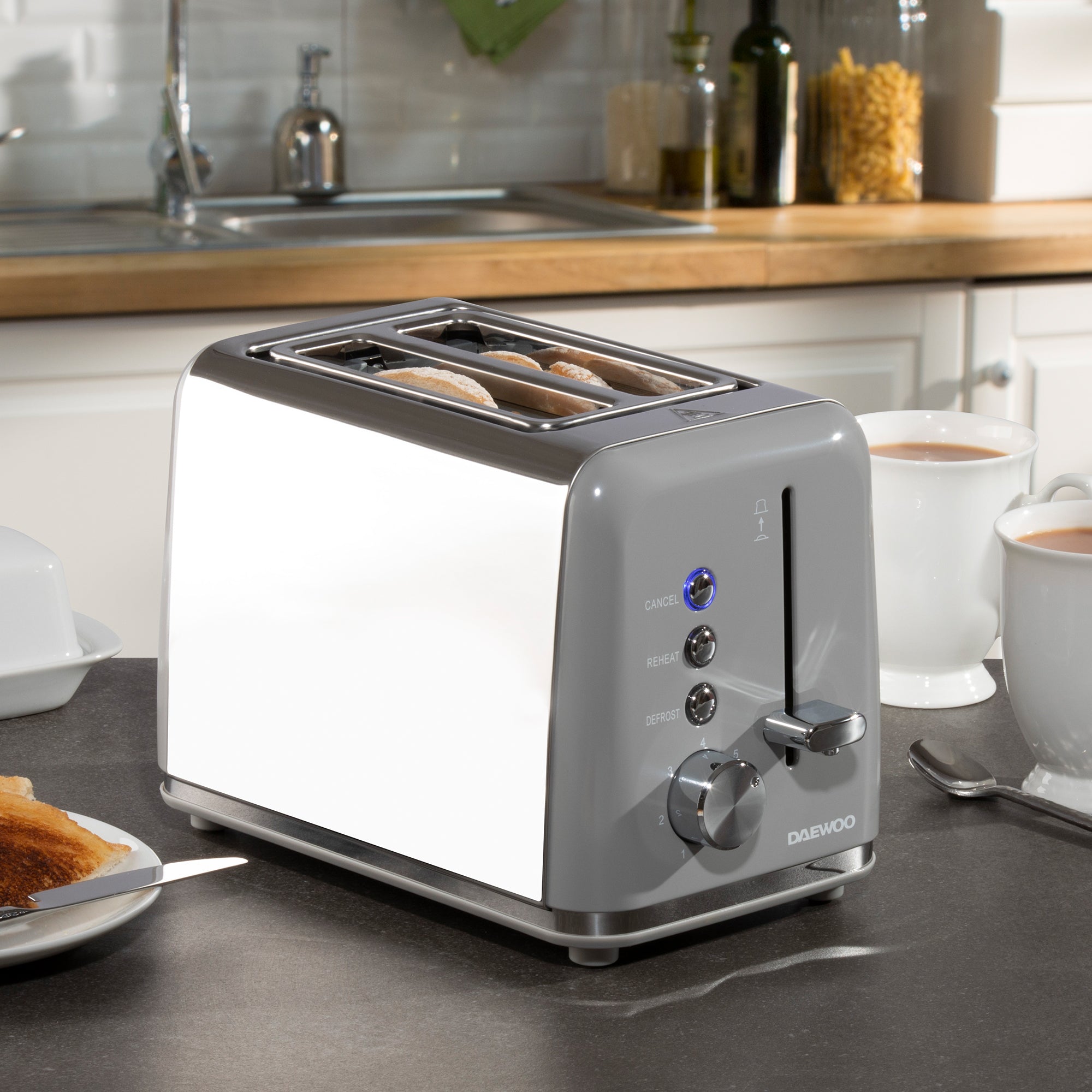 Daewoo Grey Kensington Jug Kettle & 2-Slice Toaster Set