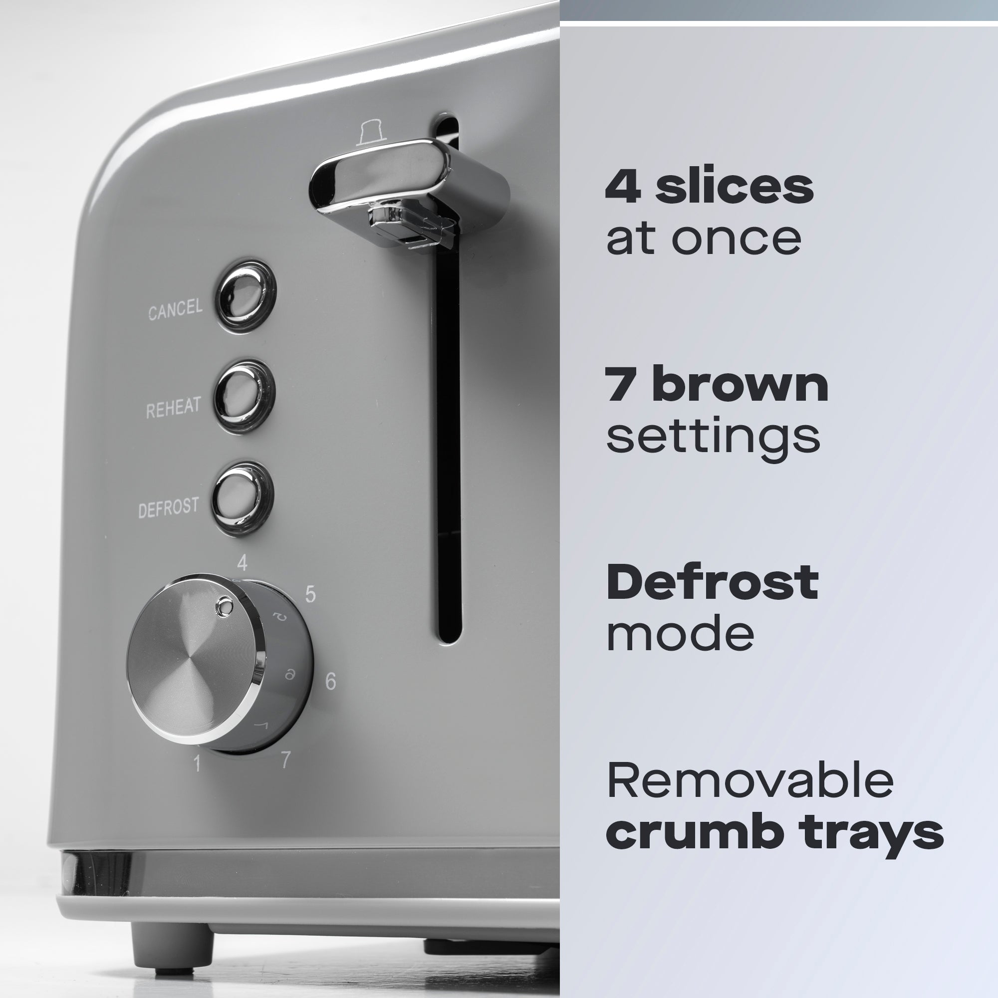 Daewoo Grey Kensington 4 Slice Toaster