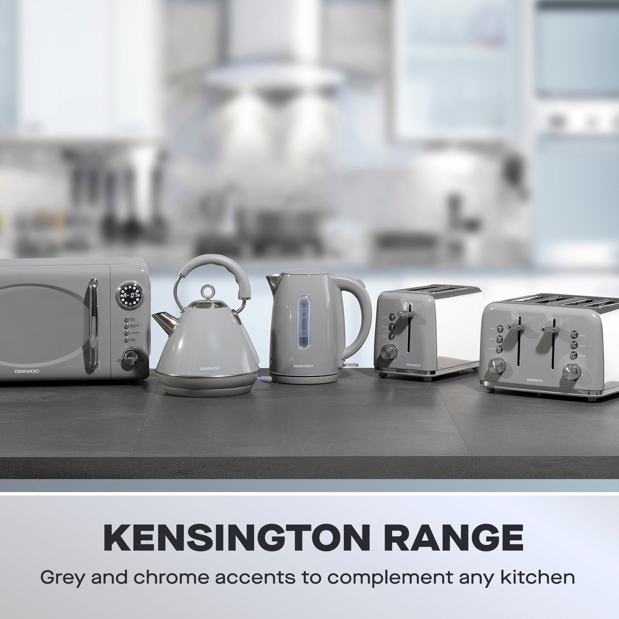 Daewoo Grey Kensington 4 Slice Toaster