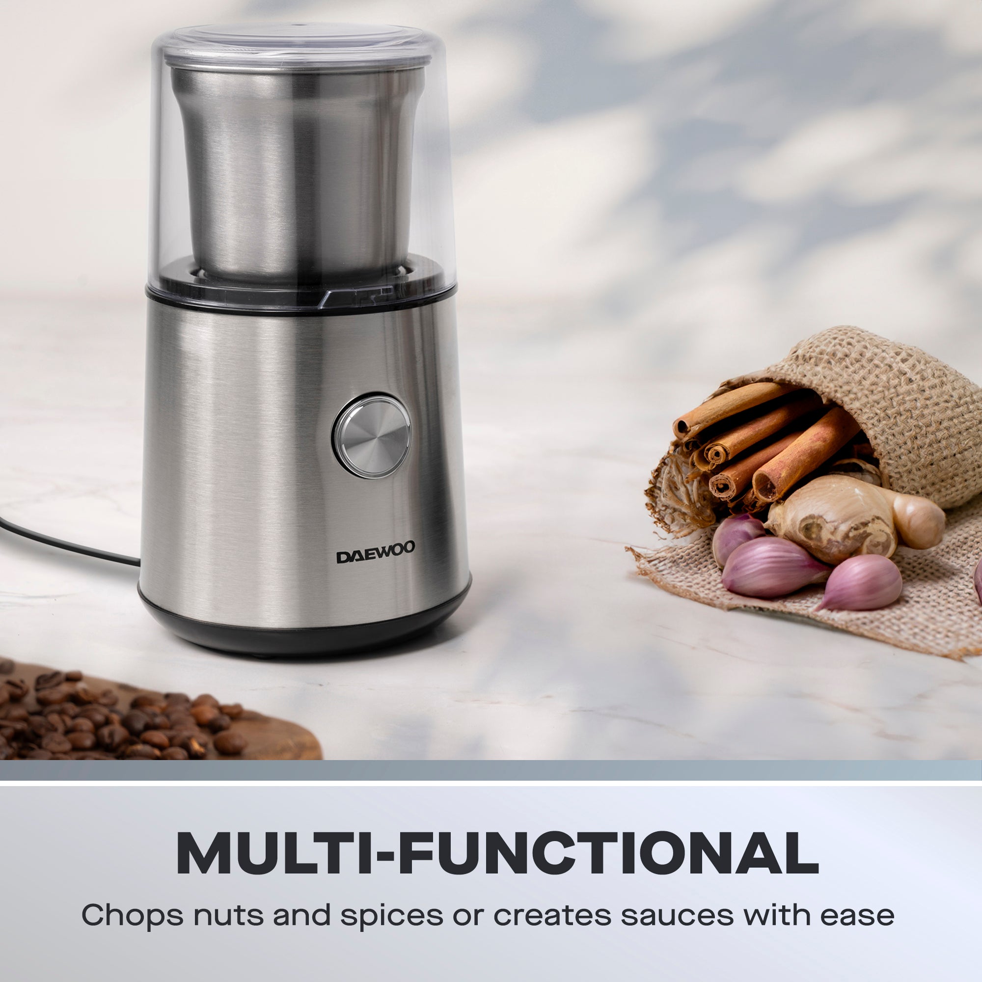 Daewoo Wet & Dry Coffee & Spice Grinder, Stainless Steel