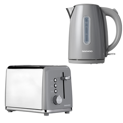 Daewoo Grey Kensington Jug Kettle & 2-Slice Toaster Set