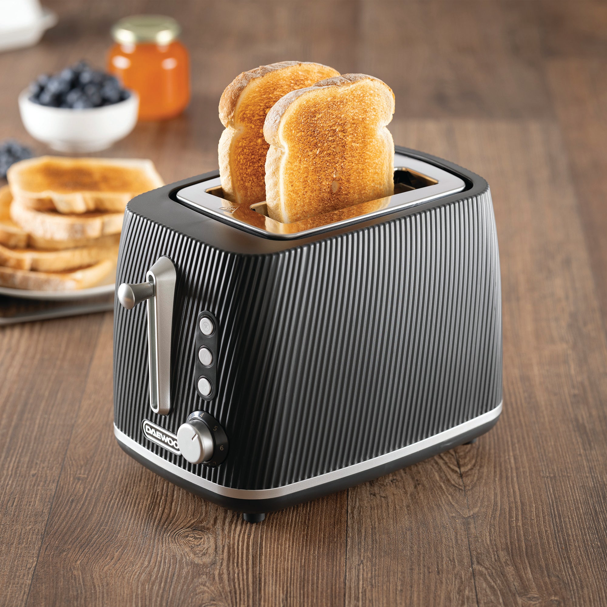 Daewoo Black Cascade 2 Slice Toaster