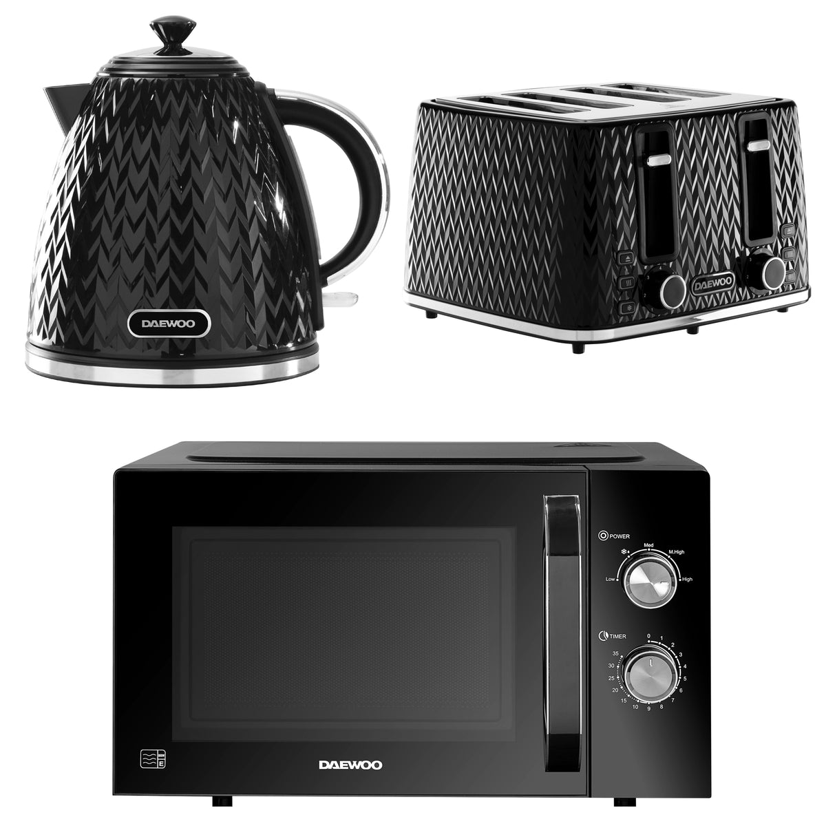 Argyle Kettle 4 Slice Toaster & Microwave Bundle