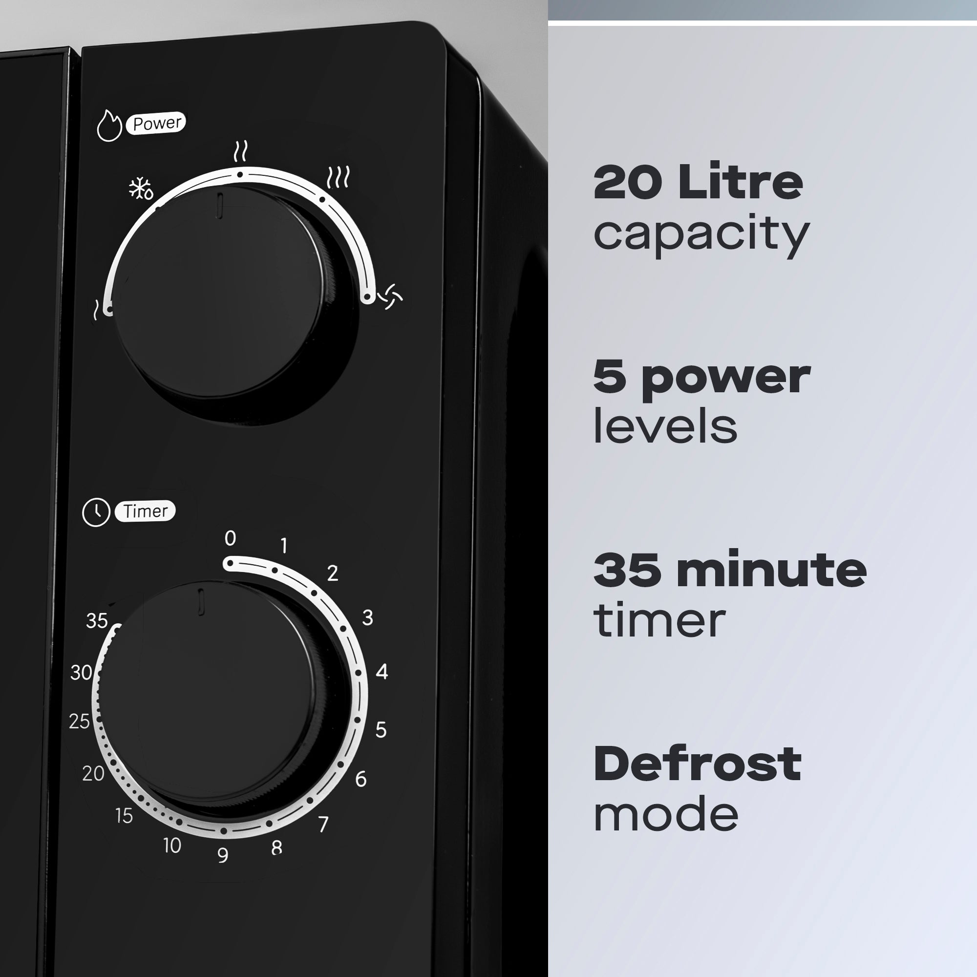 Daewoo 20L Black 700W Microwave