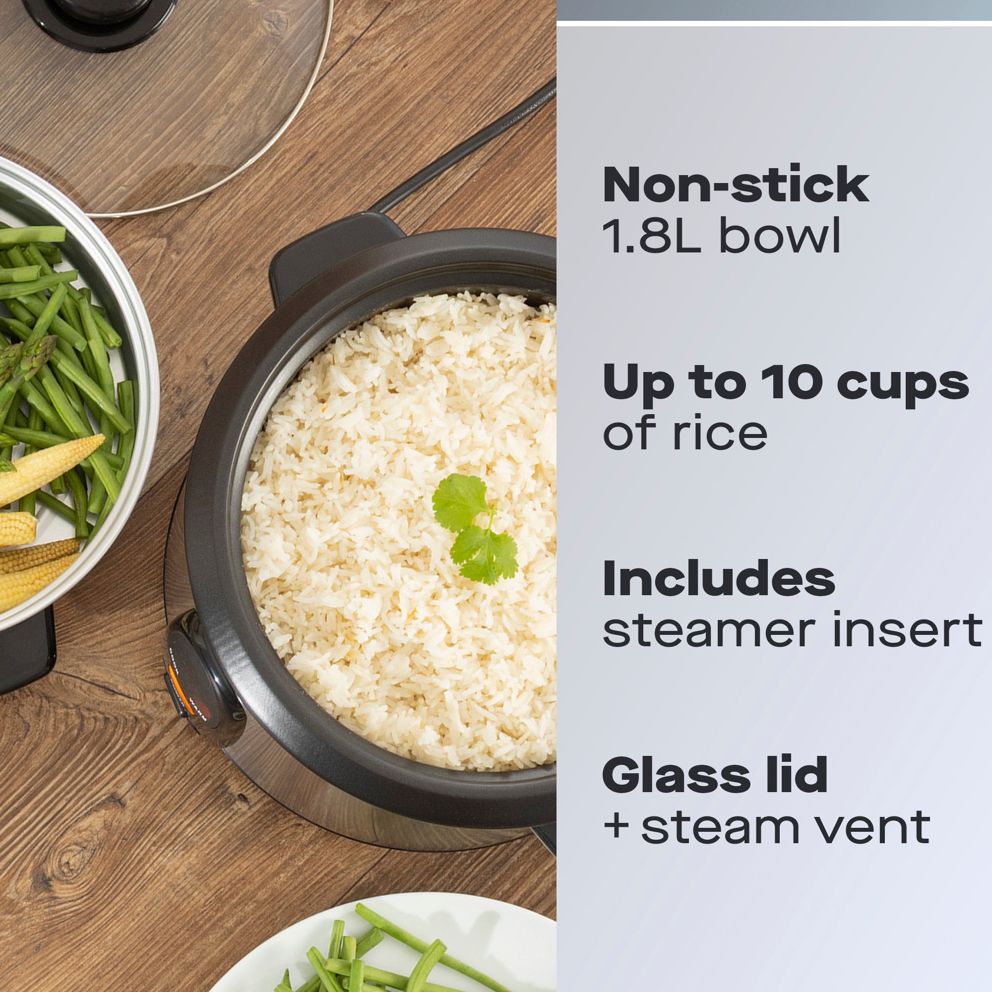 Daewoo 1.8L Rice Cooker & Food Steamer