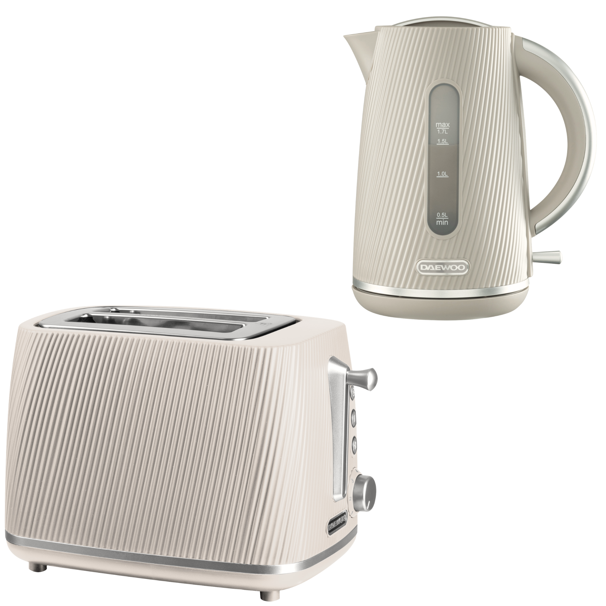 Daewoo Taupe Cascade Jug Kettle & 2-Slice Toaster Set