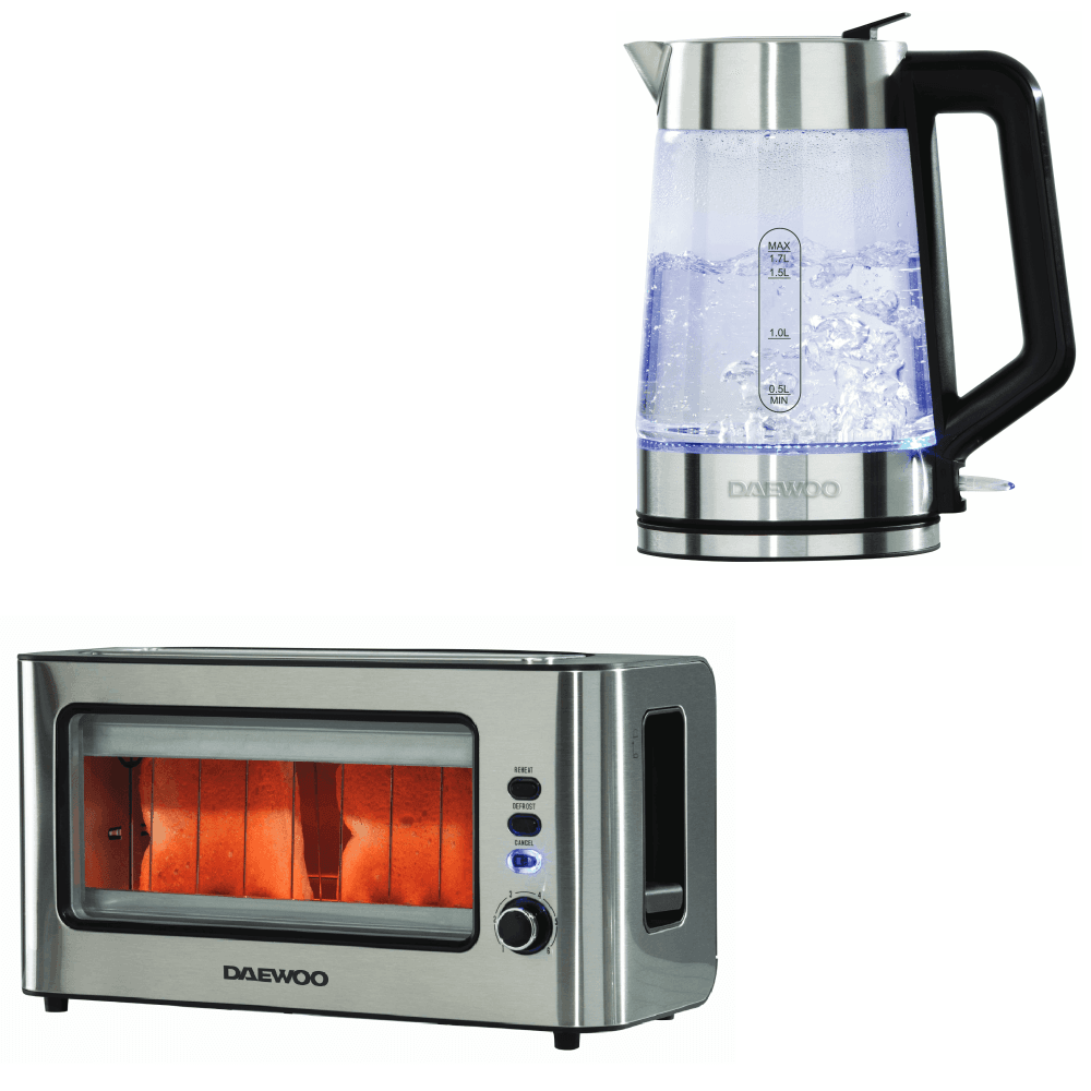 LED Illuminating Glass Kettle & Glass Toaster Set