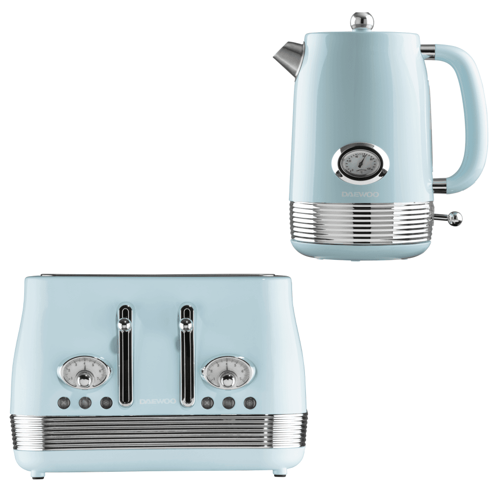 Sky Blue Denver Jug Kettle & 4 Slice Toaster Set