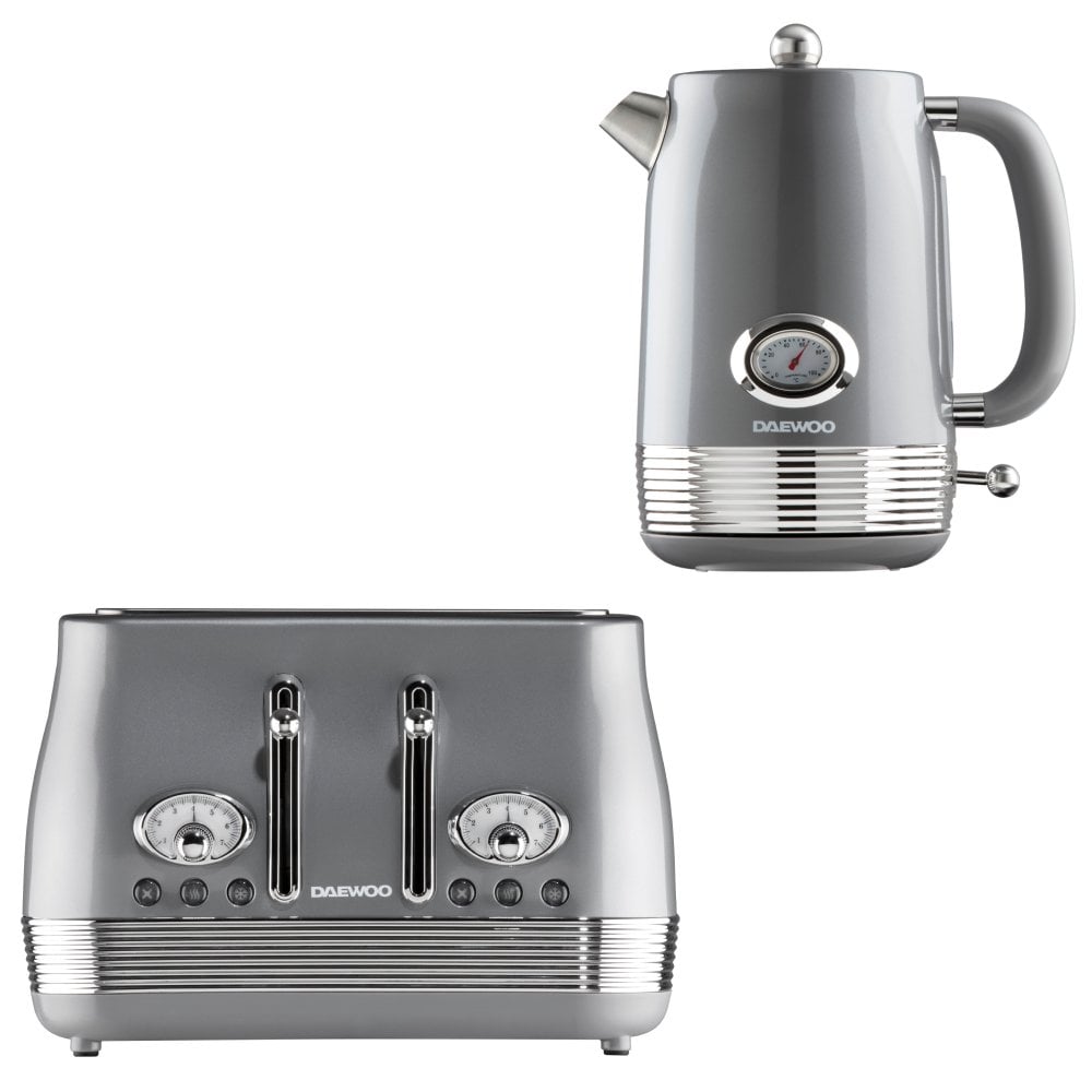 Smoked Denver Jug Kettle & 4 Slice Toaster Set