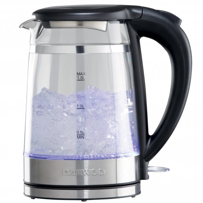 Daewoo Daewoo 1.5L Cool Touch Transparent Glass Kettle with Light Up LED