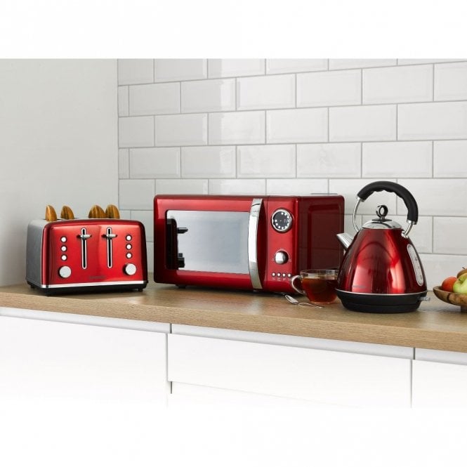 Red Kensington Kettle, Toaster & Microwave Set